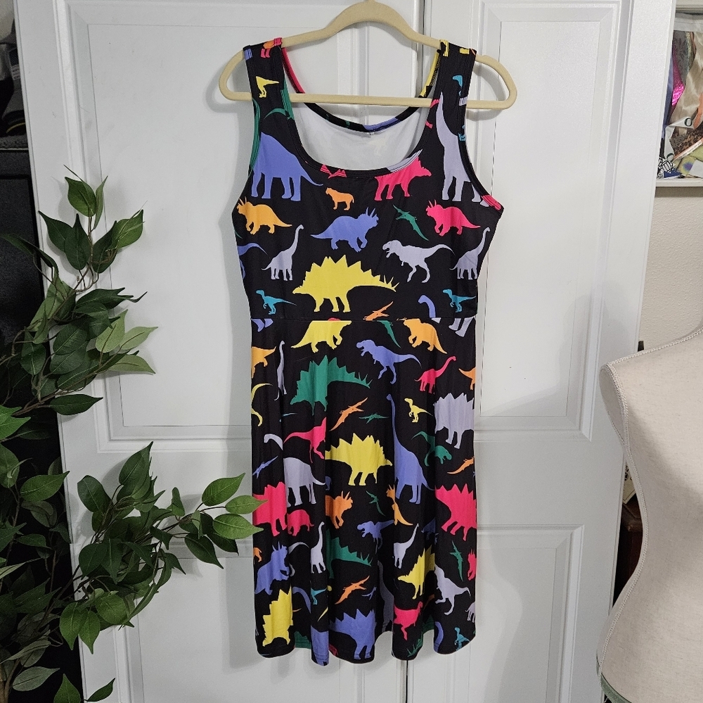 Colorful Dinosaur Print Dress